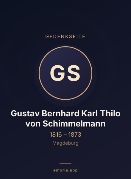 Gedenkportrait von Gustav Bernhard Karl Thilo von Schimmelmann