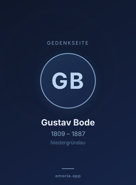 Gedenkportrait von Gustav Bode
