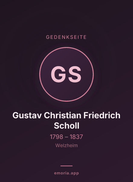 Gedenkportrait von Gustav Christian Friedrich Scholl
