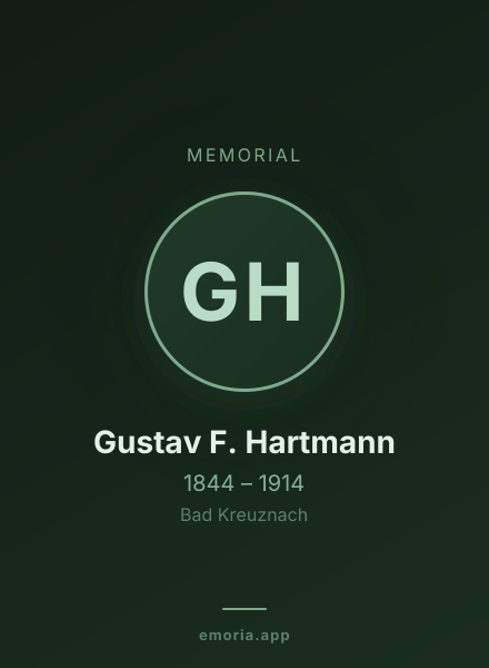 Memorial portrait of Gustav F. Hartmann