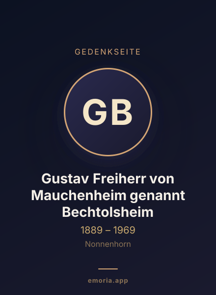 Gedenkportrait von Gustav Freiherr von Mauchenheim genannt Bechtolsheim