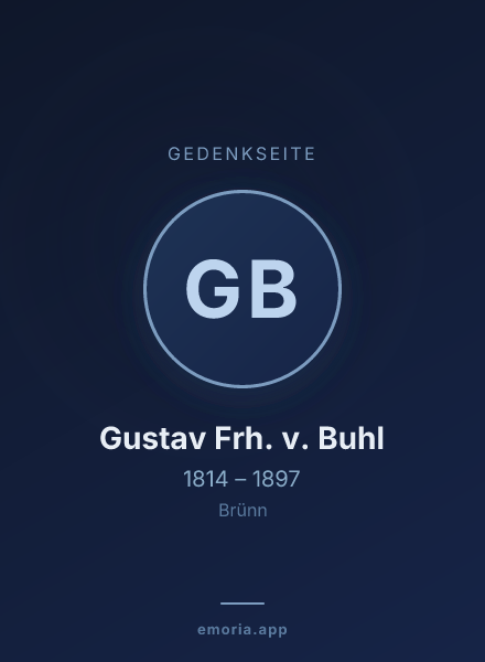 Gedenkportrait von Gustav Frh. v. Buhl