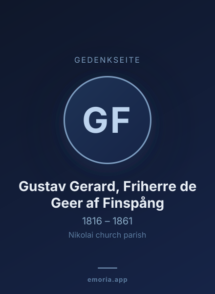 Gedenkportrait von Gustav Gerard, Friherre de Geer af Finspång