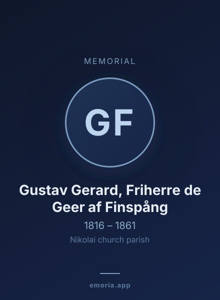 Memorial portrait of Gustav Gerard, Friherre de Geer af Finspång