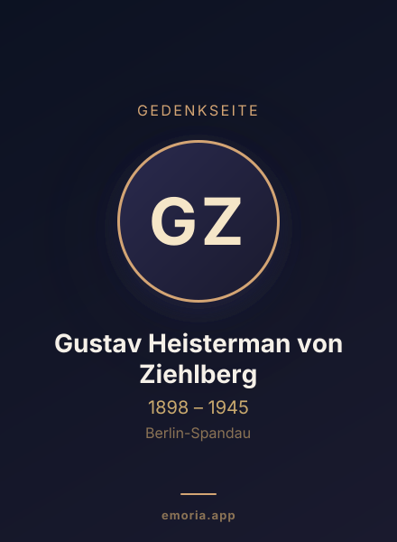Gedenkportrait von Gustav Heisterman von Ziehlberg