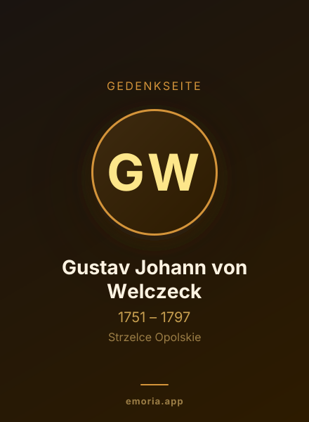 Gedenkportrait von Gustav Johann von Welczeck