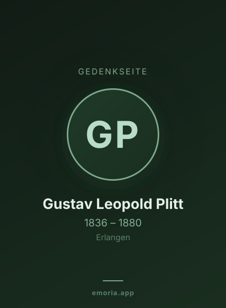 Gedenkportrait von Gustav Leopold Plitt