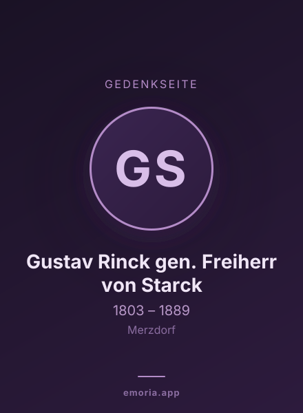 Gedenkportrait von Gustav Rinck gen. Freiherr von Starck
