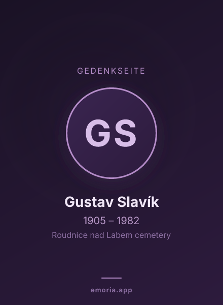 Gedenkportrait von Gustav Slavík