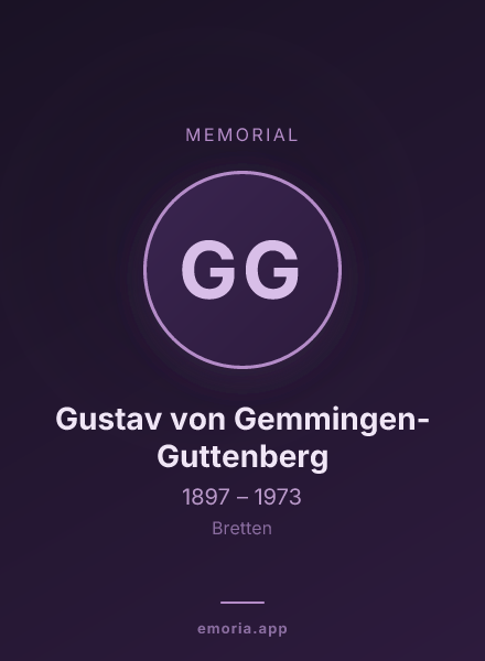 Memorial portrait of Gustav von Gemmingen-Guttenberg
