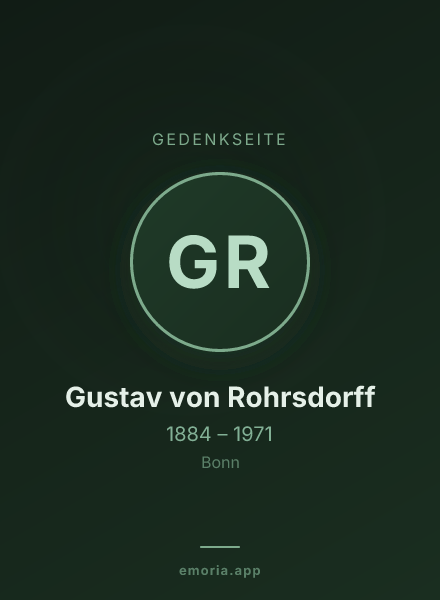 Gedenkportrait von Gustav von Rohrsdorff