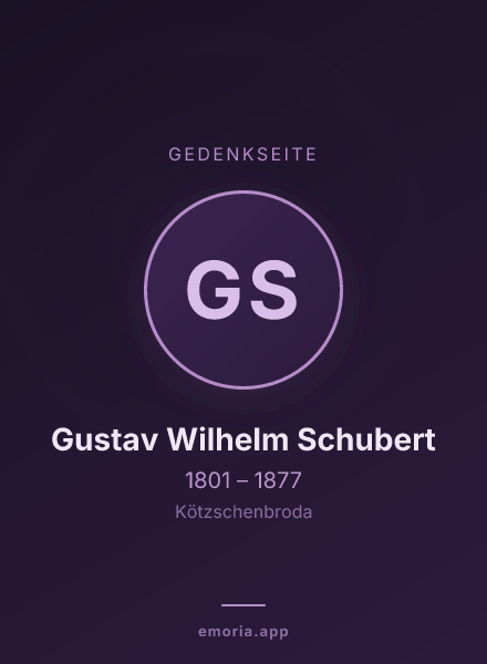 Gedenkportrait von Gustav Wilhelm Schubert