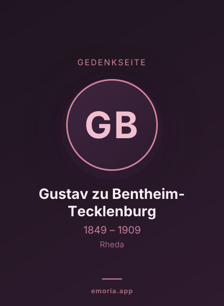 Gedenkportrait von Gustav zu Bentheim-Tecklenburg