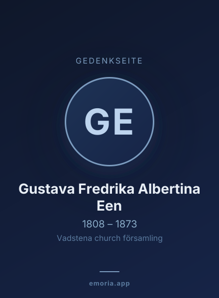 Gedenkportrait von Gustava Fredrika Albertina Een