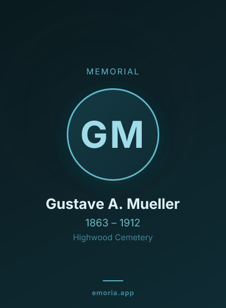 Memorial portrait of Gustave A. Mueller