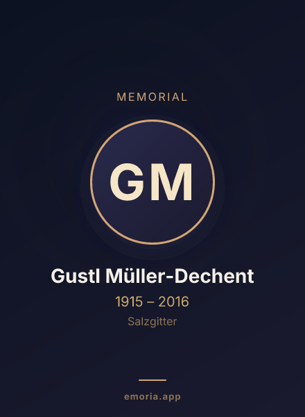 Memorial portrait of Gustl Müller-Dechent