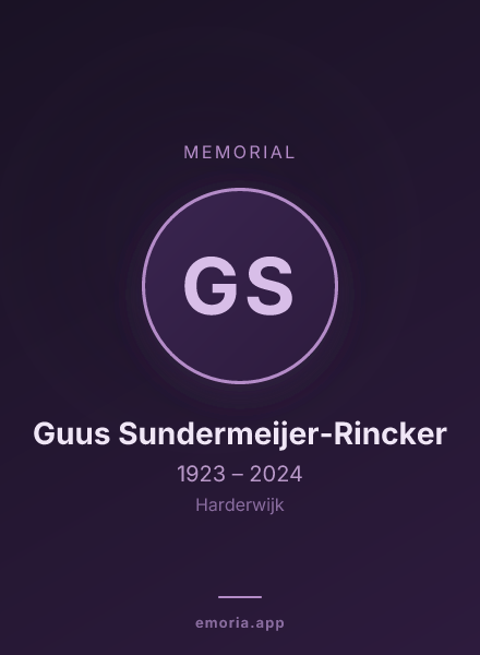 Memorial portrait of Guus Sundermeijer-Rincker