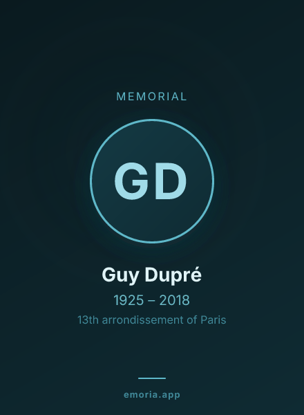 Memorial portrait of Guy Dupré