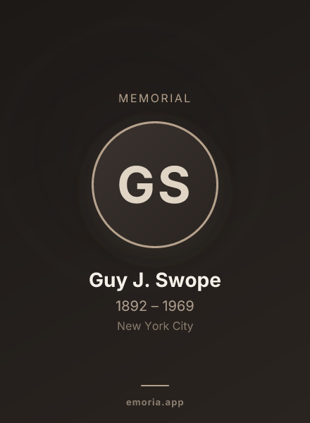 Memorial portrait of Guy J. Swope