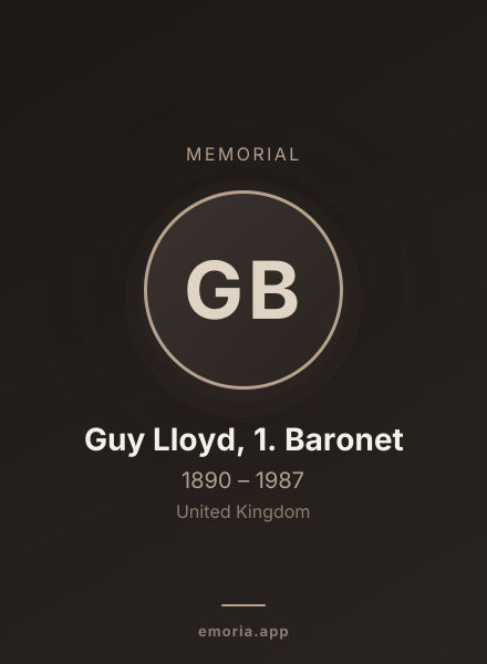 Memorial portrait of Guy Lloyd, 1. Baronet