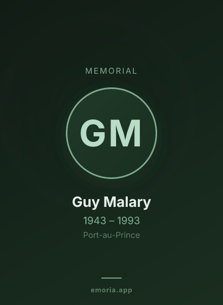 Memorial portrait of Guy Malary