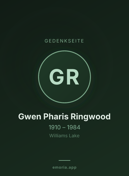 Gedenkportrait von Gwen Pharis Ringwood