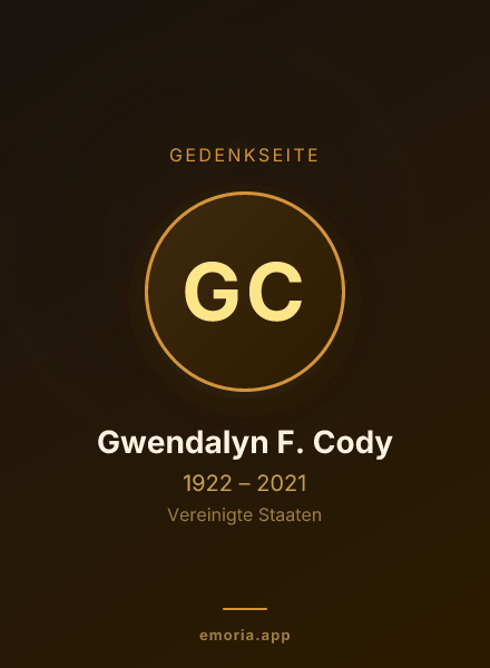 Gedenkportrait von Gwendalyn F. Cody