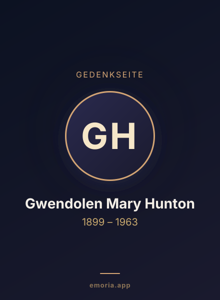 Gedenkportrait von Gwendolen Mary Hunton