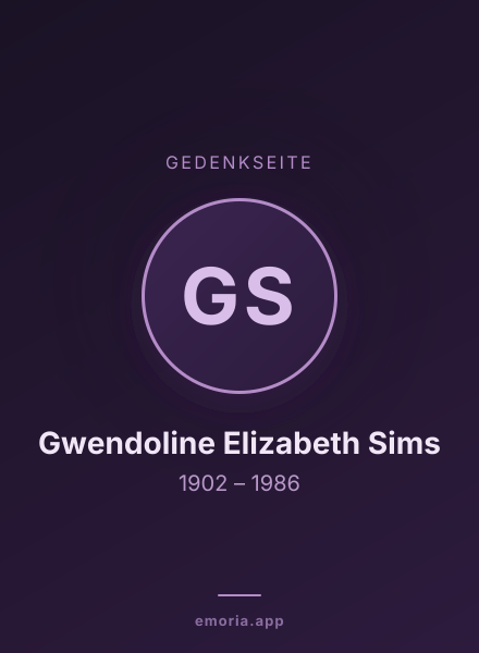 Gedenkportrait von Gwendoline Elizabeth Sims