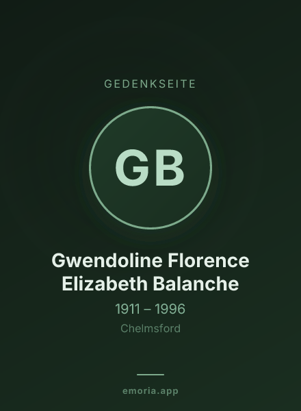 Gedenkportrait von Gwendoline Florence Elizabeth Balanche