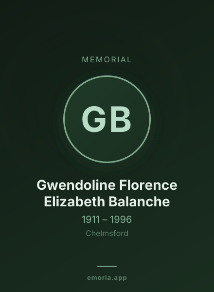 Memorial portrait of Gwendoline Florence Elizabeth Balanche