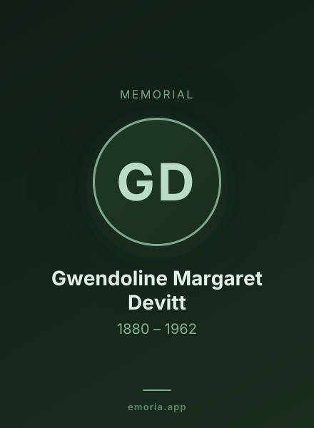 Memorial portrait of Gwendoline Margaret Devitt