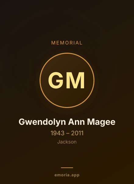Memorial portrait of Gwendolyn Ann Magee