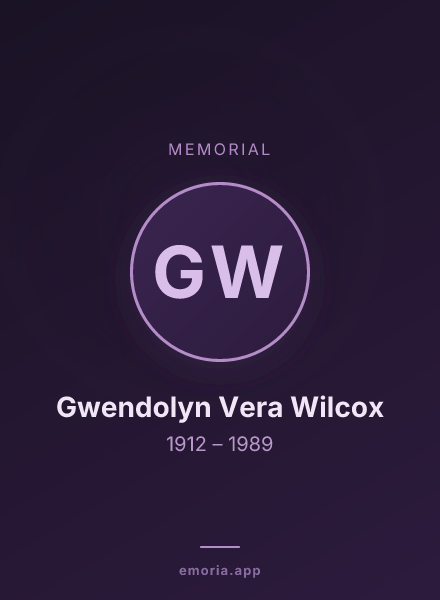 Memorial portrait of Gwendolyn Vera Wilcox