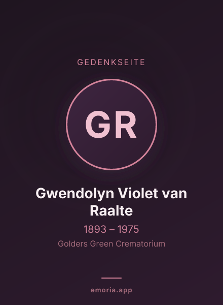 Gedenkportrait von Gwendolyn Violet van Raalte