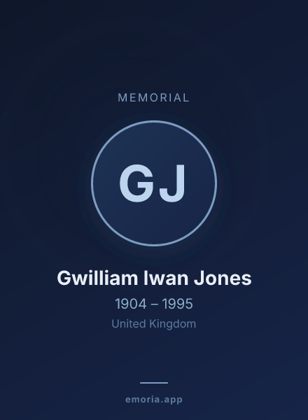 Memorial portrait of Gwilliam Iwan Jones