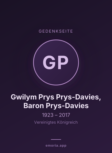 Gedenkportrait von Gwilym Prys Prys-Davies, Baron Prys-Davies