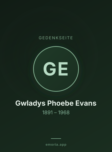 Gedenkportrait von Gwladys Phoebe Evans