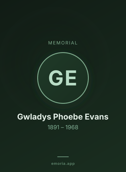 Memorial portrait of Gwladys Phoebe Evans