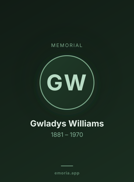 Memorial portrait of Gwladys Williams