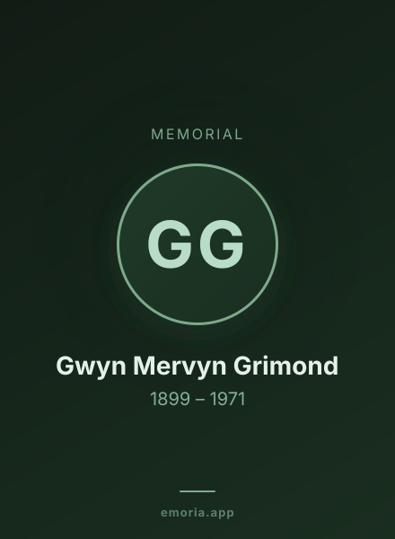 Memorial portrait of Gwyn Mervyn Grimond