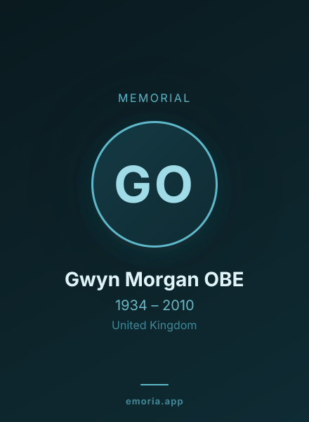 Memorial portrait of Gwyn Morgan OBE