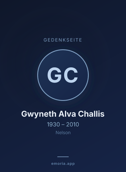 Gedenkportrait von Gwyneth Alva Challis
