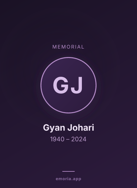 Memorial portrait of Gyan Johari