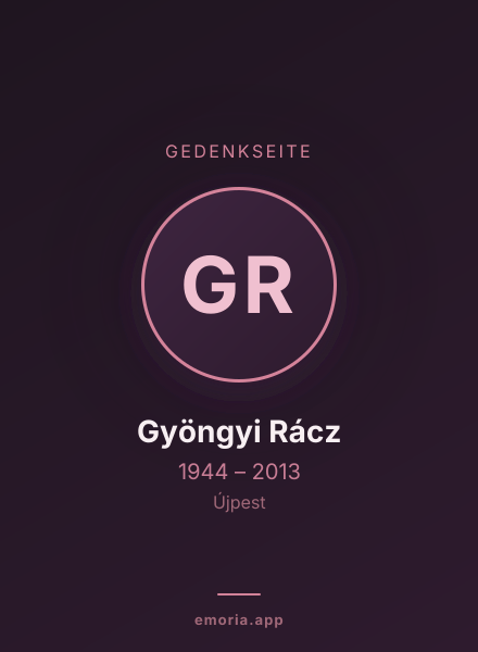 Gedenkportrait von Gyöngyi Rácz