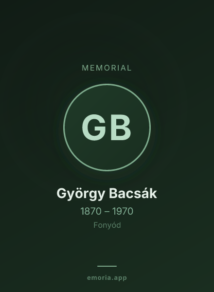 Memorial portrait of György Bacsák