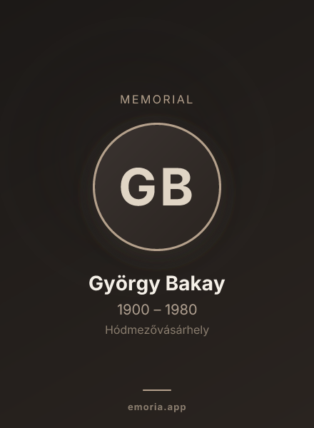 Memorial portrait of György Bakay