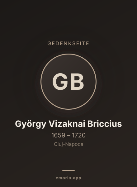 Gedenkportrait von György Vizaknai Briccius