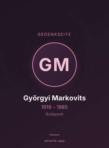 Gedenkportrait von Györgyi Markovits