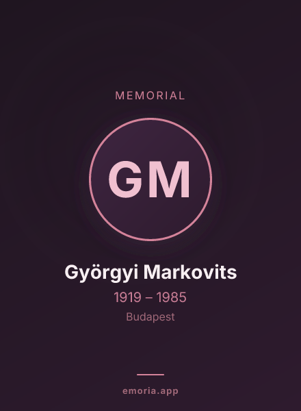 Memorial portrait of Györgyi Markovits